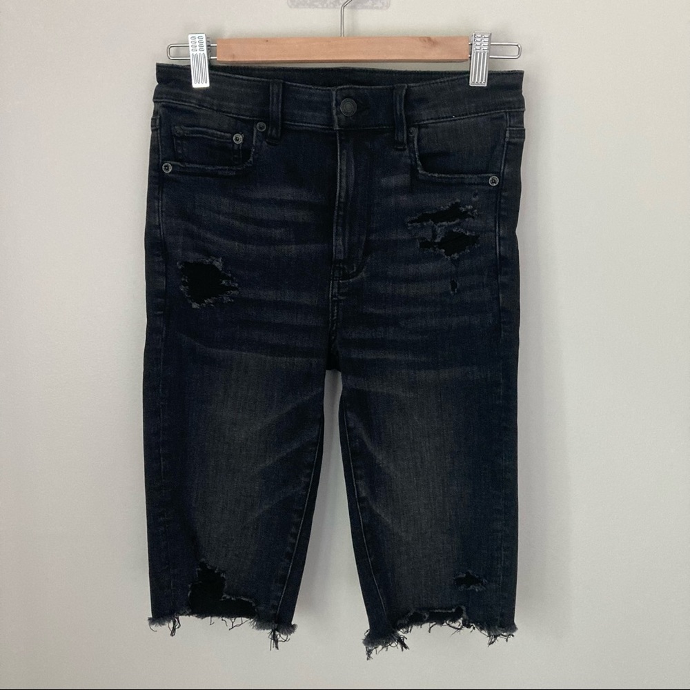 American Eagle Black Long Jean Bermuda Shorts